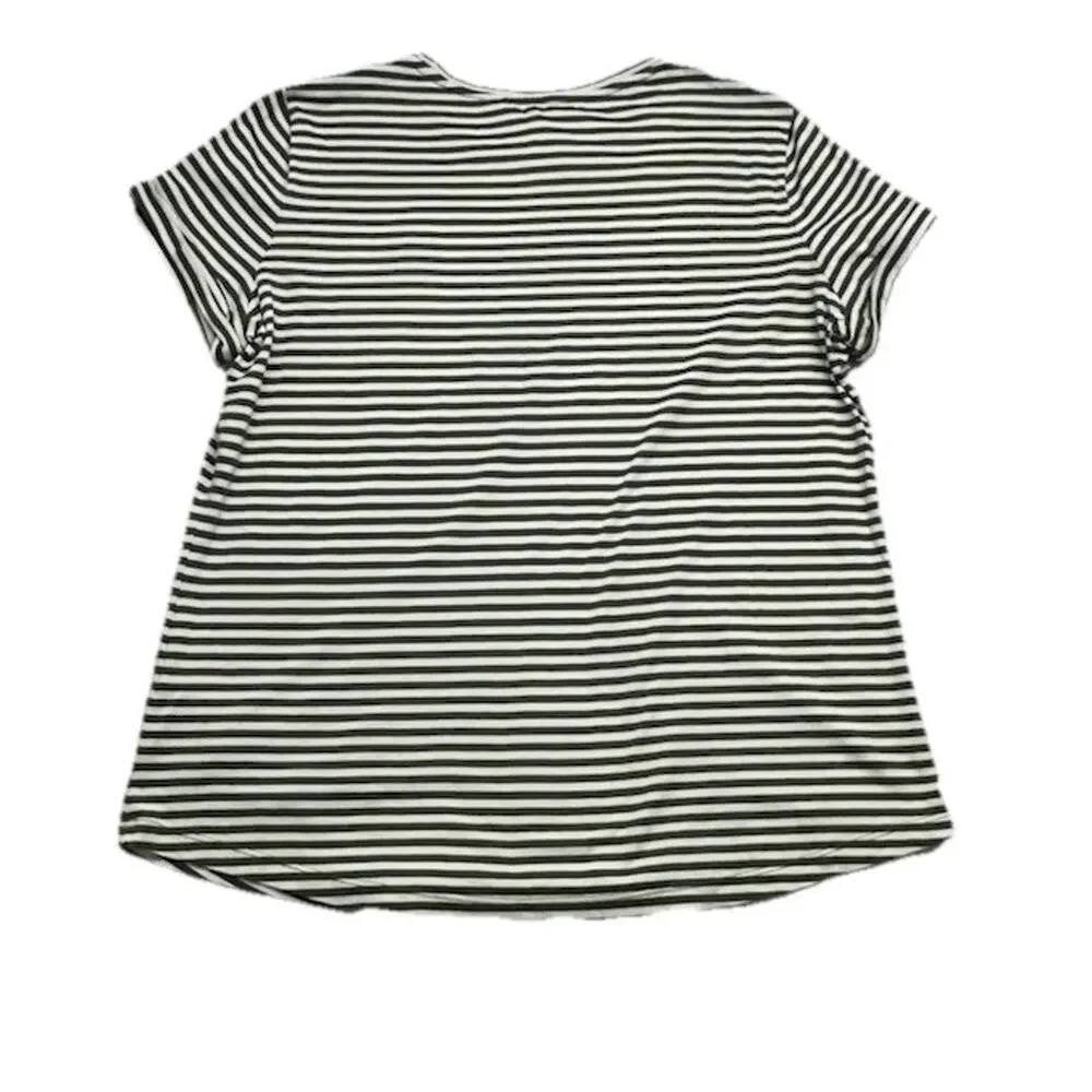 Lauren Ralph Lauren Women Large Shirt Stripe Green Cotton Modal Military Support - Picture 7 of 9